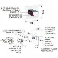 Смеситель для душа встраиваемый Remer Qubika Thermo QT30 термостат