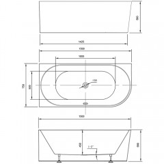 Ванна акриловая Vincea VBT-402-1500L