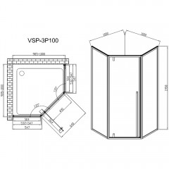 Душевое ограждение Vincea Penta VSP-3P100CLB