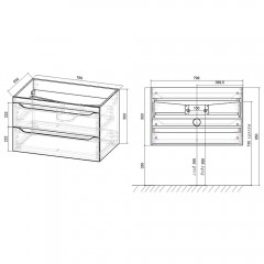 Тумба с раковиной Vincea Fine 800 R.Wood