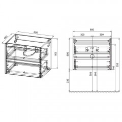 Тумба под раковину Vincea Gio 600 T.Oak VMC-2G600TO