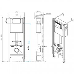 Инсталляция Cersanit Vector + кнопка Corner белый + унитаз Cersanit Carina XL Clean On DPL EO slim с сиденьем A64119