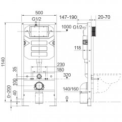 Инсталляция для подвесного унитаза Ceramica Nova Envision CN1002B с кнопкой смыва