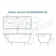 Ванна чугунная Delice France Aurora 170x70 DLR230605R-AS