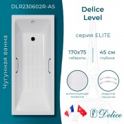 Ванна чугунная Delice France Level 170x75 DLR230602R-AS
