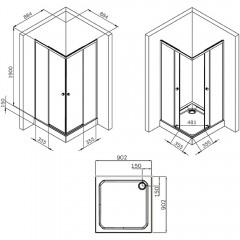 Душевое ограждение Am.Pm X-Joy W94G-403-9090MT