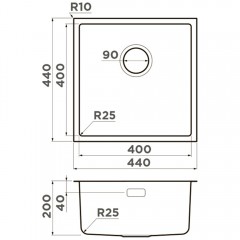 Мойка кухонная Omoikiri Tadzava 44-U/I-IN-Quadro