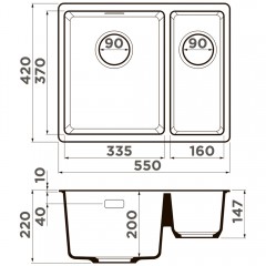 Мойка кухонная Omoikiri Kata 55-2-U-DC