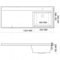 Раковина Teymi Helmi 120x48 R (Cosmos) T50308