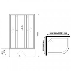 Душевая кабина Niagara Promo P90/70/40L/MT/BK