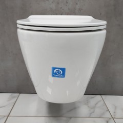 Инсталляция Geberit 111.154.11.1 + кнопка смыва Delta01 115.107.11.1 + унитаз SantiLine SL-5025 безободковый торнадо с сиденьем
