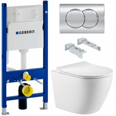 Инсталляция Geberit 458.149.21.1 + кнопка смыва Delta01 115.107.21.1 + унитаз SantiLine SL-5025 безободковый торнадо с сиденьем