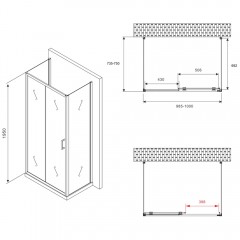 Душевое ограждение Abber Schwarzer Diamant AG30100B-S75B-S75B