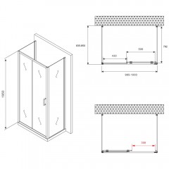 Душевое ограждение Abber Schwarzer Diamant AG30100B-S85B-S85B