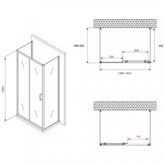 Душевое ограждение Abber Schwarzer Diamant AG30160B-S50B-S50B
