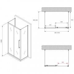 Душевое ограждение Abber Schwarzer Diamant AG30100BH-S90B-S90B