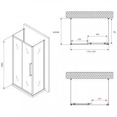 Душевое ограждение Abber Schwarzer Diamant AG30120BH-S85B-S85B