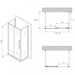 Душевое ограждение Abber Schwarzer Diamant AG30130BH-S80B-S80B