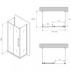 Душевое ограждение Abber Schwarzer Diamant AG30150BH-S85B-S85B