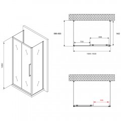 Душевое ограждение Abber Schwarzer Diamant AG30160MH-S60M-S60M