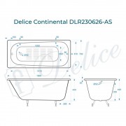 Ванна чугунная Delice France Continental 160x70 DLR230626-AS