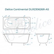 Ванна чугунная Delice France Continental 160x70 DLR230626R-AS