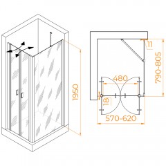 Душевое ограждение RGW Passage PA-144B 60x80 060814468-14