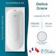 Ванна чугунная Delice France Grace 170x70 DLR230643-AS