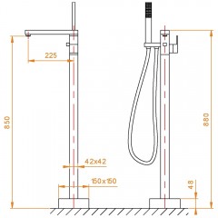 Смеситель для ванны напольный RGW SP-350B
