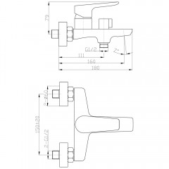 Смеситель для ванны BelBagno Ancona ANCONA-VAS-CRM