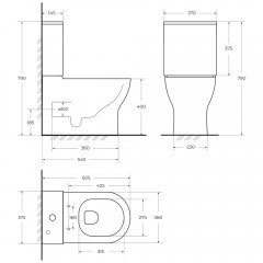 Унитаз BelBagno Energia BB8134CPR/SC+BB8134T безободковый