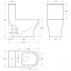 Унитаз BelBagno Lounge BB8618CPR-MN/SC моноблок безободковый