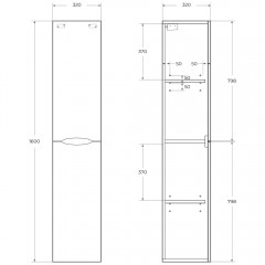 Пенал BelBagno Acqua 32 rovere vintage bianco ACQUA-1600-2A-SC-RVB-P