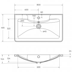 Раковина мебельная BelBagno BB800/455-LV-ART-ALR-NERO