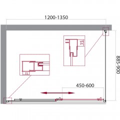 Душевое ограждение BelBagno Unique UNIQUE-AH-1-120/135-90-M-Cr