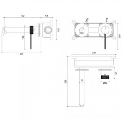 Смеситель для раковины встраиваемый Vincea Rim VBFW-2RM1MB