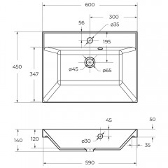 Раковина мебельная BelBagno BB600/450-LV-ART-AST-NERO