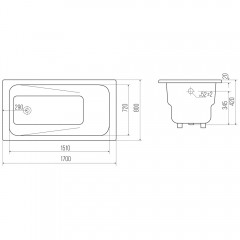 Ванна чугунная Bloomix Rein 170x80 BLR178042-ANS с антискользящим покрытием