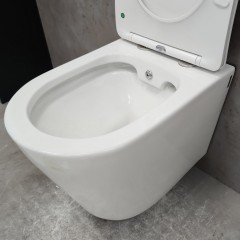 Унитаз подвесной Bloomix Enjoy AD1304SB Ceramic+ безободковый с функцией биде и смесителем
