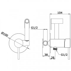 Смеситель с гигиеническим душем встраиваемый Felice 2515 oro opaco