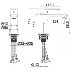Смеситель для раковины Felice 8030 gun metal
