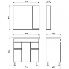 Тумба с раковиной ASB-Mebel Тала 80