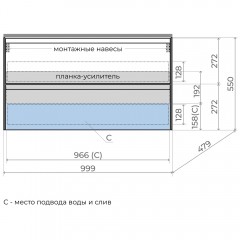 Тумба с раковиной Style Line Лима 100 подвесная графит/антрацит
