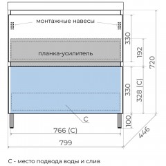 Тумба с раковиной Style Line Манхэттен 80 напольная графит/антрацит