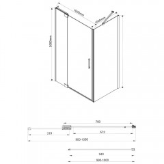 Душевое ограждение Vincea Extra VSR-1E901010CLB
