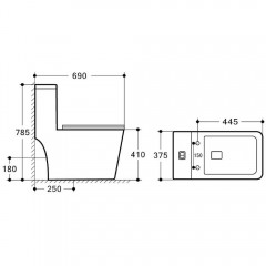Унитаз Bloomix Mono MD2322R/UF3 моноблок безободковый