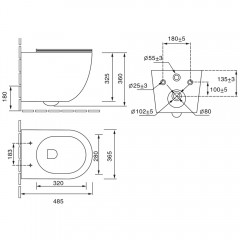 Унитаз подвесной SantiLine SL-5005T-KH безободковый торнадо