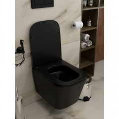 Унитаз подвесной Teymi Helmi Pro Vortex Black T40311 безободковый торнадо