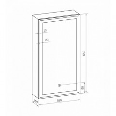 Зеркало-шкаф Art&Max Techno AM-Tec-350-650-1D-L-DS-F