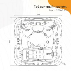Минибассейн гидромассажный Radomir Март 230x230 серый